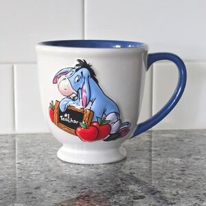 Disney Store‎ Eeyore #1 Teacher Mug Class of 2001 White Blue Ceramic Coffee Cup